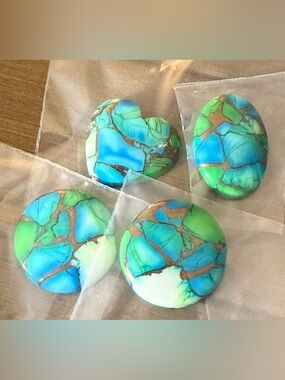✨ Vibrant Mohave Turquoise Cabochon Set - 4 Piece Crystal Lot ✨